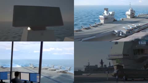 4K军事科技3d航空母舰模拟动画