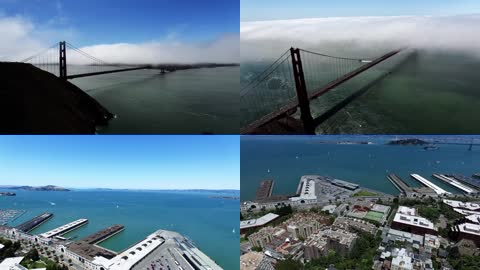 4K美国旧金山金门大桥两岸风光