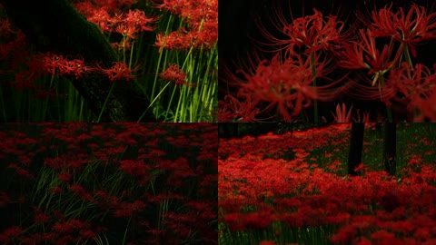 红色石蒜花地植物