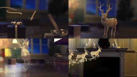 圣诞节粒子礼物麋鹿展示合成片头素材