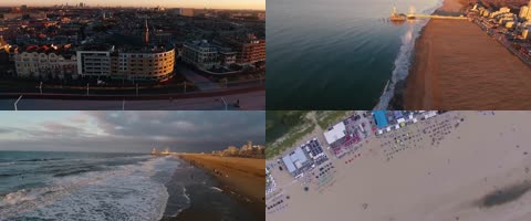 实景拍摄荷兰海牙席凡宁根海滩日落实拍视频