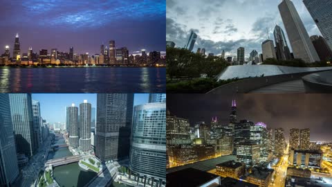 美国芝加哥城市景观 美丽的城市夜景