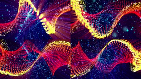 多彩绚丽双螺旋网状粒子旋转LED动态背景视频素材