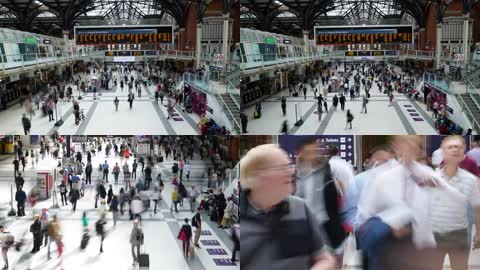 英国伦敦利物浦街火车站延时摄影