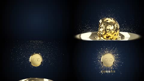 4K金色粒子LOGO标志演绎 