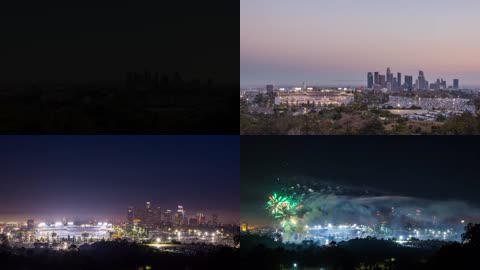 4K超清美国洛杉矶城市烟花延时拍摄