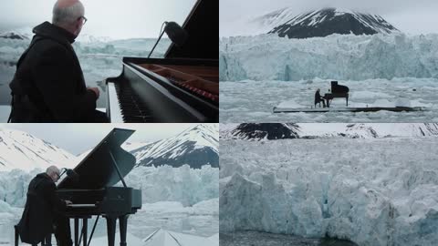 老人在冰河上弹钢琴（气候变暖）