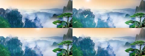 中国风仙山仙鹤动态背景视频素材