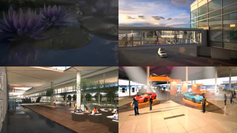 三维唯美荷花造型设计机场动画