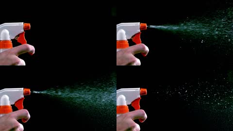 手动喷雾瓶喷水慢动作延时拍摄