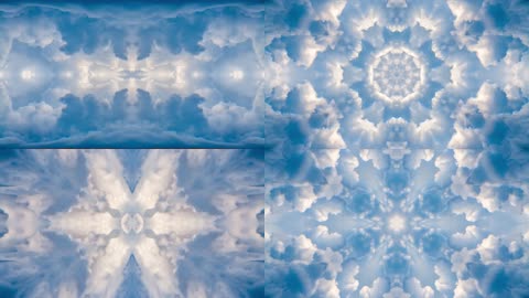 4K壮观云海天空镜像万花筒