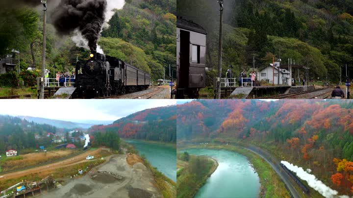 4K航拍蒸汽机车老火车铁路运输视频