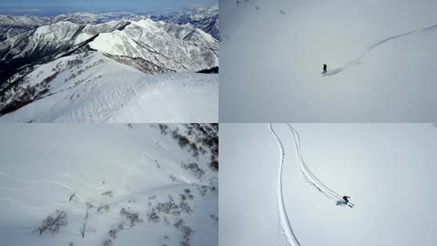 4K航拍震撼雪峰极限挑战滑雪运动