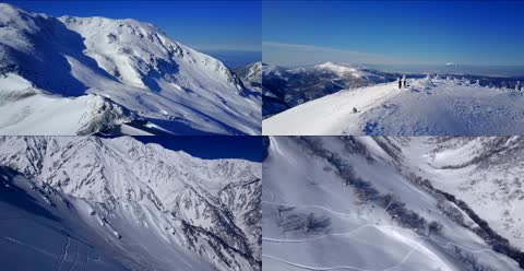 壮观雪山高峰户外极限运动滑雪