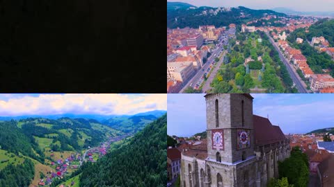 航拍罗马尼亚布拉索夫山中旅游城市宣传片