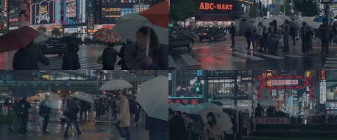 4K日本新宿城市夜景街头人流雨景