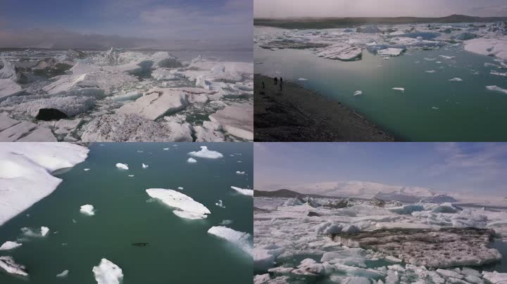 4K航拍冰岛美景冰川泻湖