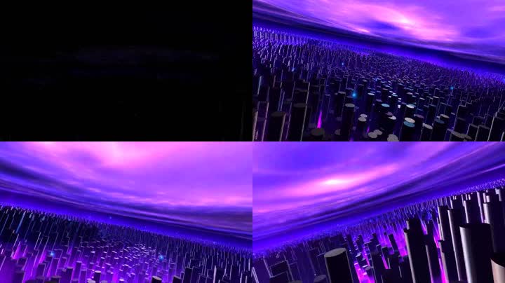 三维紫色支柱世界LED