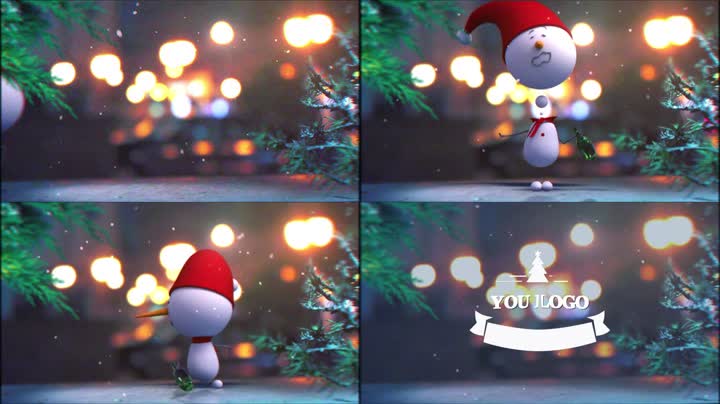 可爱圣诞小雪人圣诞节片头