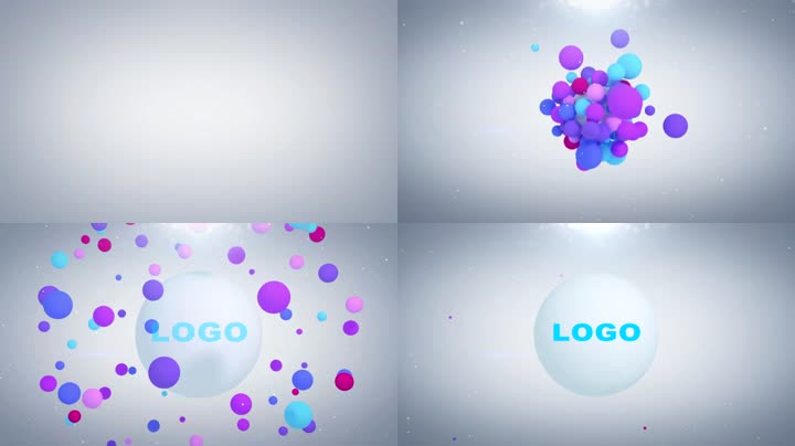时尚彩色粒子球汇聚LOGO