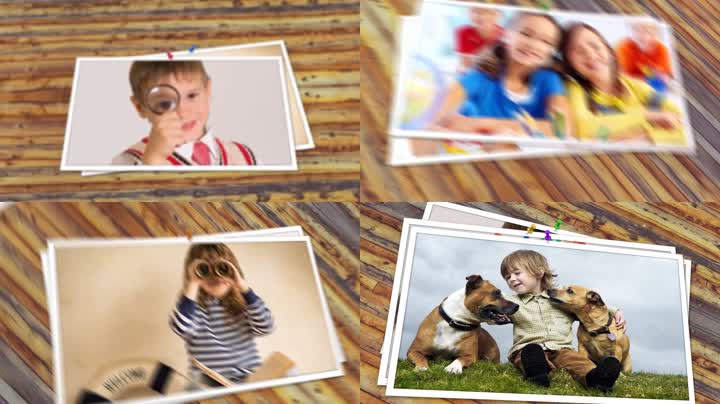 木板照片叠加家庭儿童相册展示 