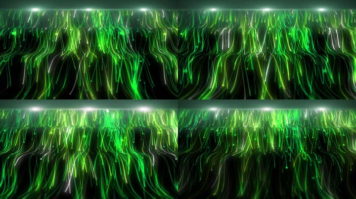 绿色粒子光线瀑布舞美led视频（循环）