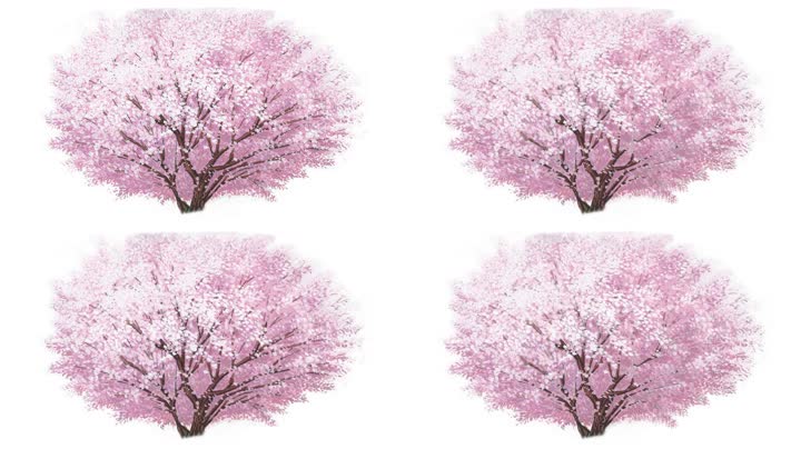 水墨桃树花元素（通道循环）