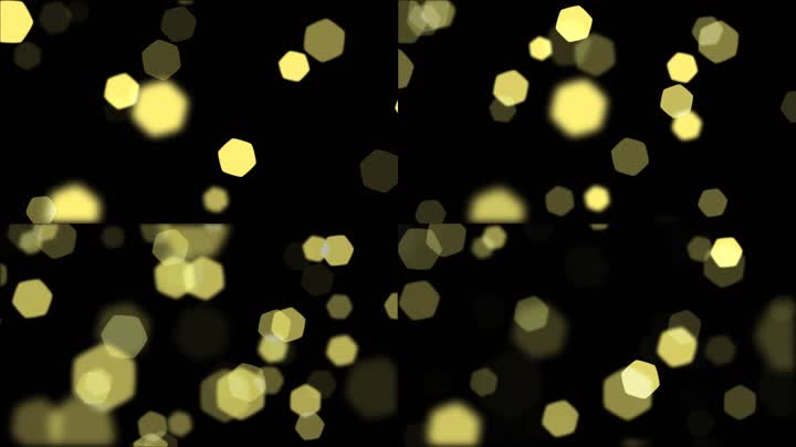 金色六边形粒子光斑特效素材（通道循环）