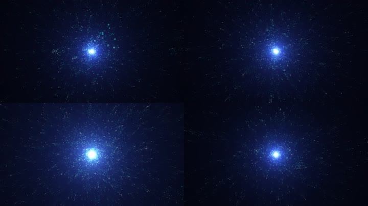 浪漫蓝色粒子放射发散星空（循环）