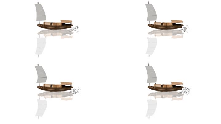 古代船官船水墨素材（循环通道）