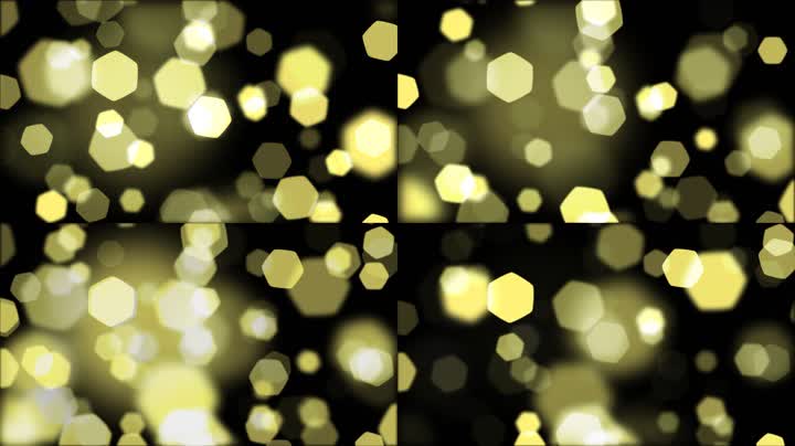 金色六边形粒子光斑特效素材（通道循环）