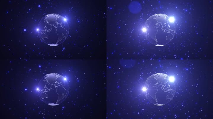 互联网科技粒子空间地球背景视频 