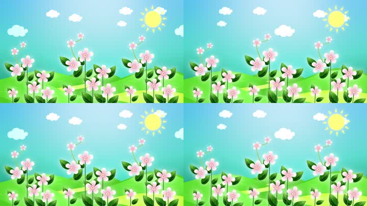 阳光绿地鲜花背景视频（循环）