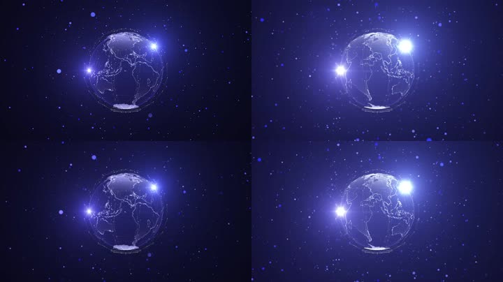蓝色科技星空地球背景视频（循环）