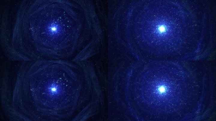 梦幻蓝色粒子空间隧道穿梭背景循环