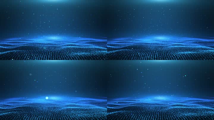 唯美蓝色粒子海洋星空背景循环