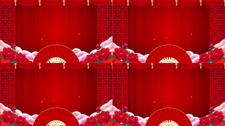 红色中国风扇子传统背景