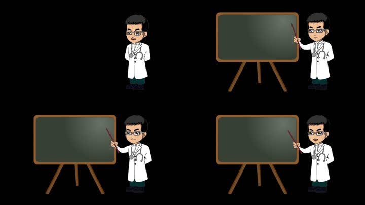 二维卡通MG动画医生讲解循环动画带通道