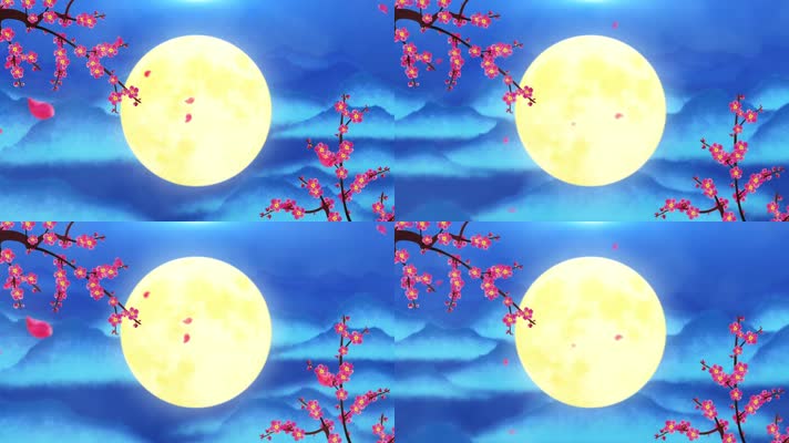 中秋节月亮花瓣循环背景