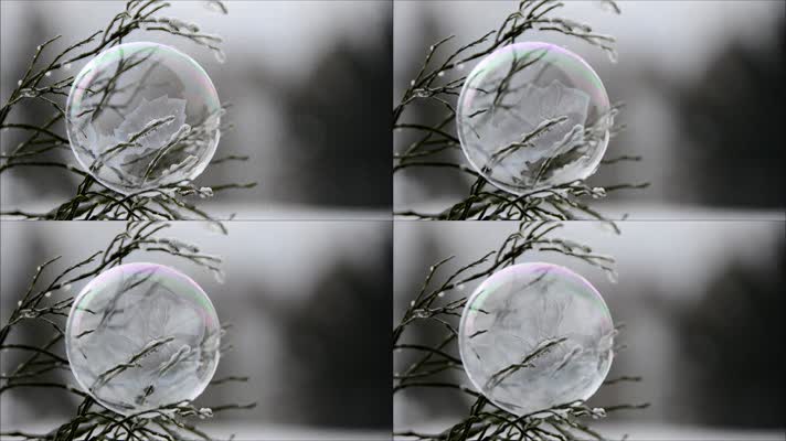冬季唯美泡泡变化实拍视频
