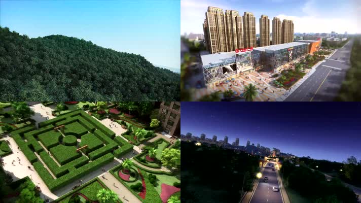 城市科技发展未来建筑商务圈住宅小区美景地产三维动画