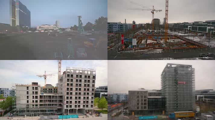 城市发展高楼建设延时摄影