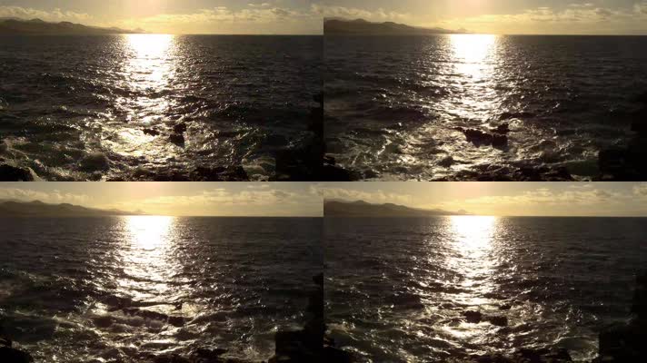 场景实拍夕阳下的大海