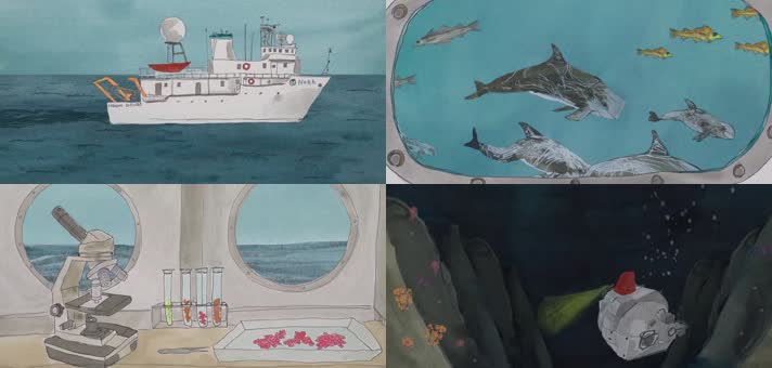 二维卡通海底山探险宣传片