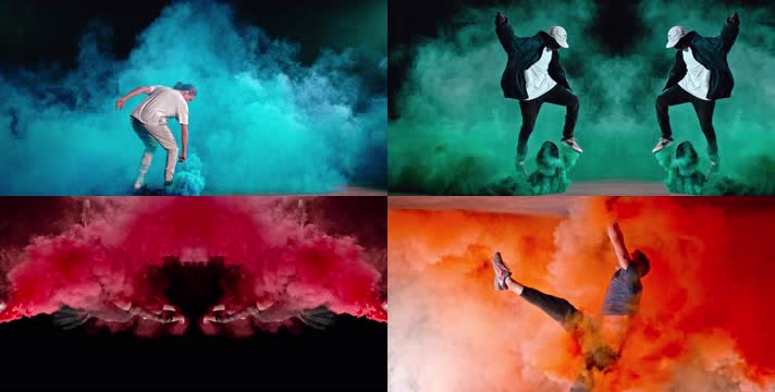 4K彩色烟雾运动节奏艺术创意宣传片