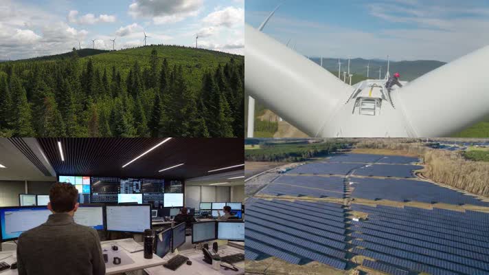 绿色环保新能源风车太阳能数字电网