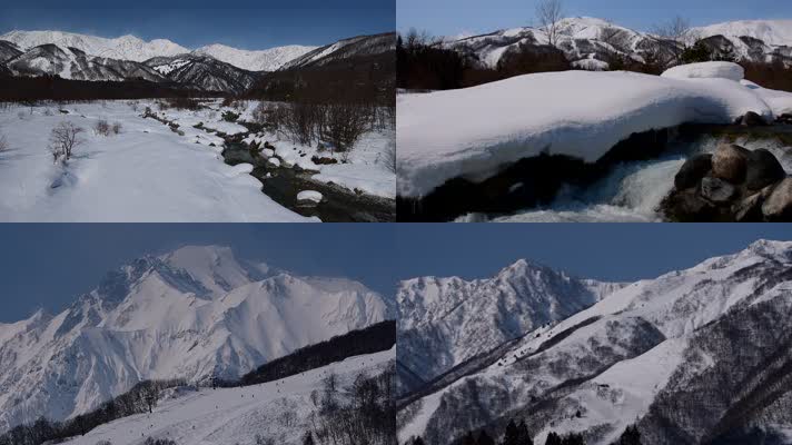 4K拍摄松川春天滑雪的白马山麓