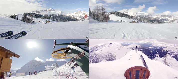 冬季雪山滑雪休闲娱乐生活