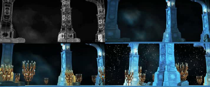 裸眼3D城堡柱子烛台