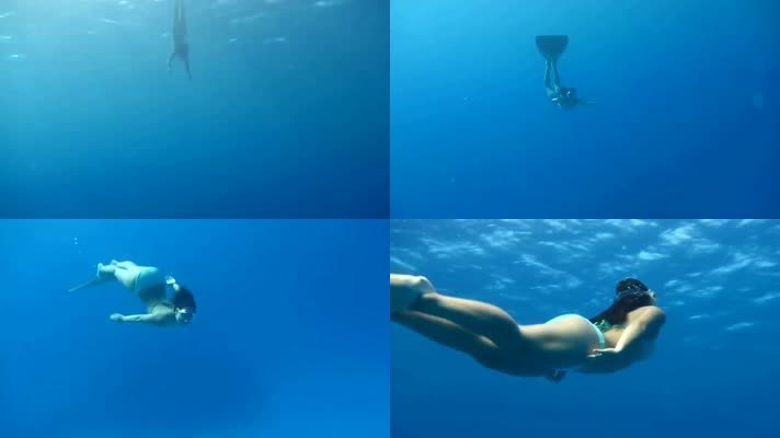 海底世界潜水美女人鱼唯美海洋风光